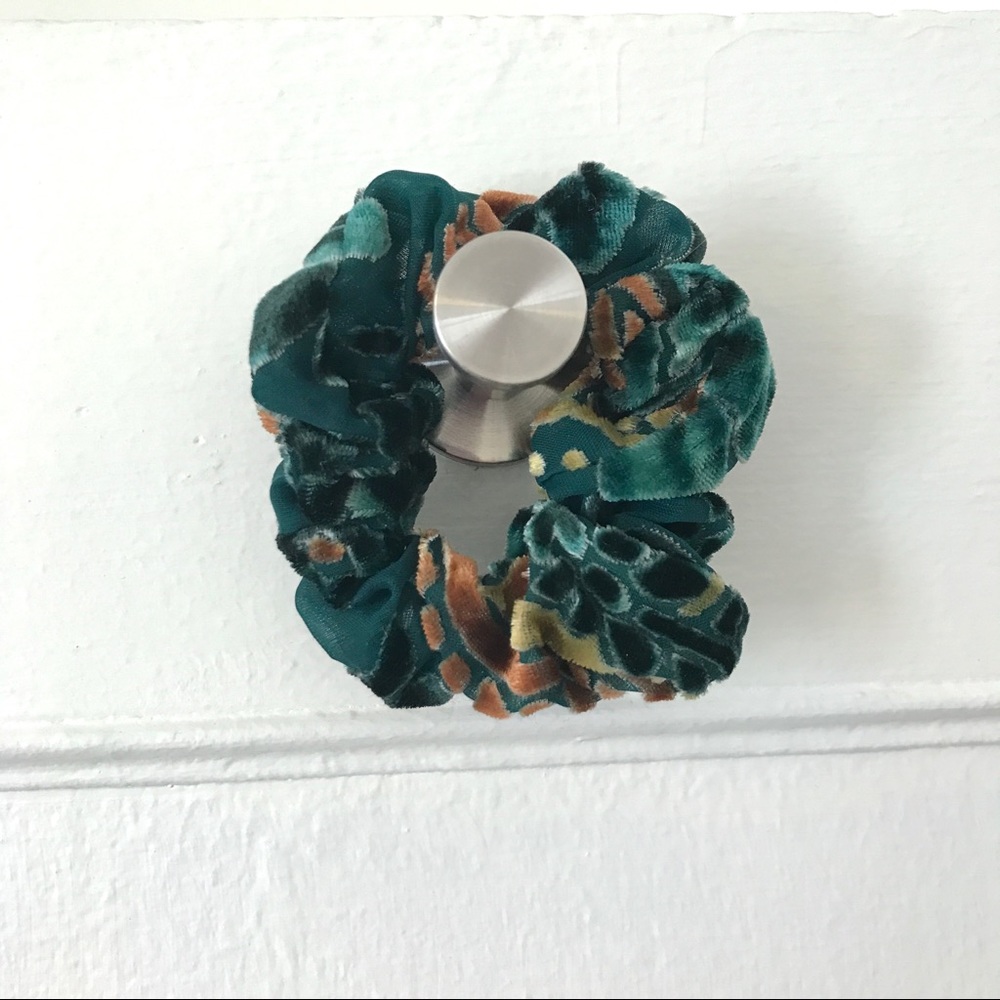 Green and white scrunchies